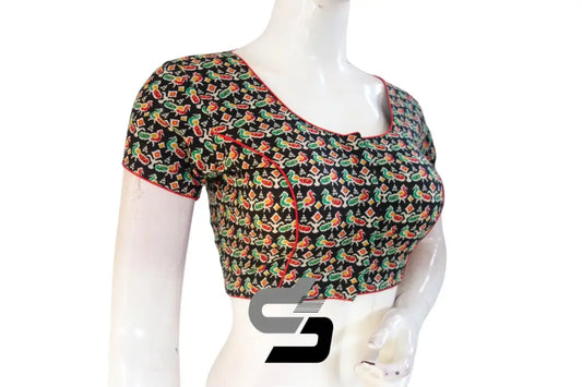 Black Color Patola Print Cotton Readymade Saree Blouse - D3blouses