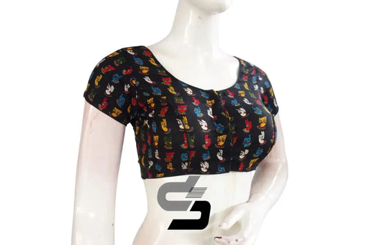 Black Color Patola Print Cotton Readymade Saree Blouse - D3blouses