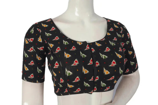 Black Color Patola Print Cotton Readymade Saree Blouse - D3blouses