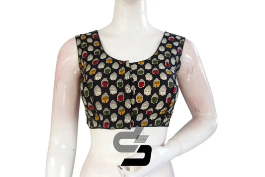 Black Color Patola Print Cotton Readymade Saree Blouse - D3blouses