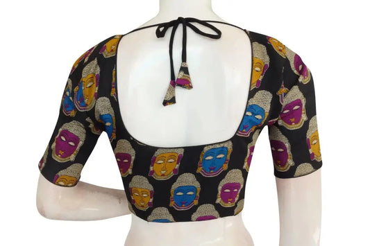 Black Color Printed silk Readymade saree blouse - D3blouses