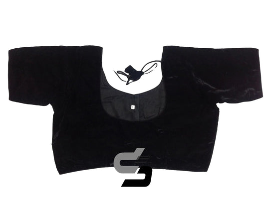 Black Color Velvet Designer Readymade Saree Blouses, Plus Size Collections - D3blouses