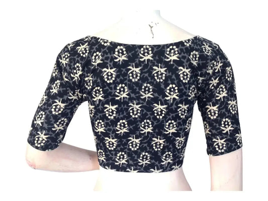 Black High-Neck Blouse: Effortless Elegance in Cotton - D3blouses