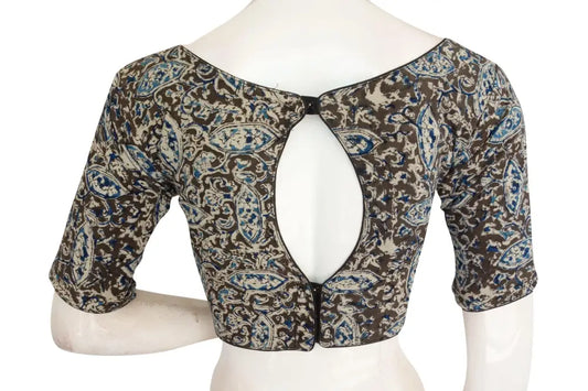 Chic Kalamkari Boat Neck Designer Readymade Blouse for Sarees - D3blouses