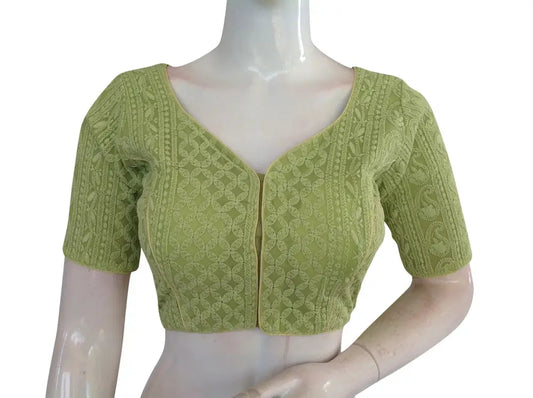 Chikankari Embroidery Indian saree Readymade blouse, Plus Size - D3blouses