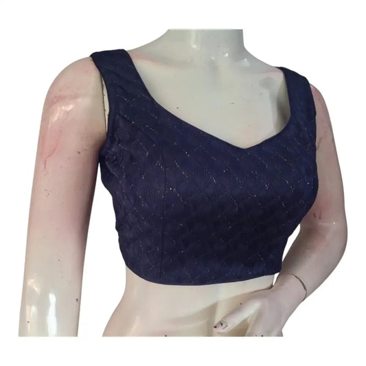 Designer Navy Blue Color Georgette Blouse - Intricate Partywear Top - D3blouses