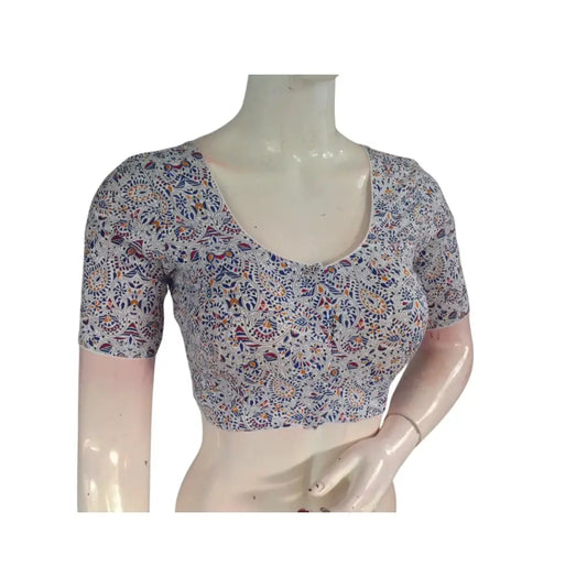 Effortless Chic: Off-White Cotton Readymade Saree Blouses | USA - D3blouses