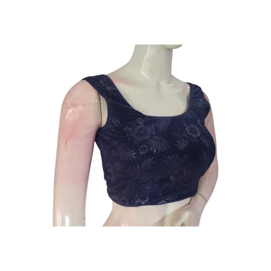 Elegant Dark Navy Blue Designer Saree Blouse | Ready to Wear & Chic - D3blouses