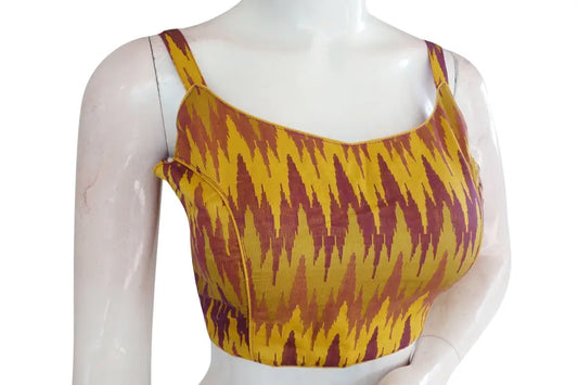 Elegant Multi Ikkat Silk Designer Blouse - Silk and Spaghetti Sophistication - D3blouses