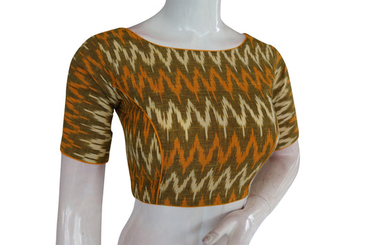 Elevate Your Casual Look with Ikkat Boat Neck Designer Indian Saree Readymade Blouses - D3blouses