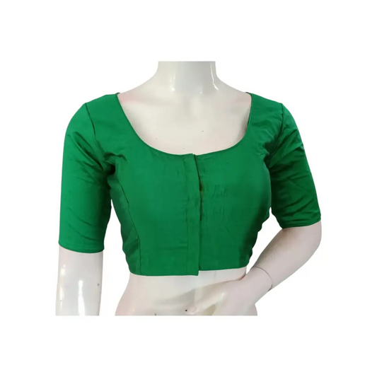 Emerald Green Silk Cotton Blouse - Timeless & Elegant - D3blouses