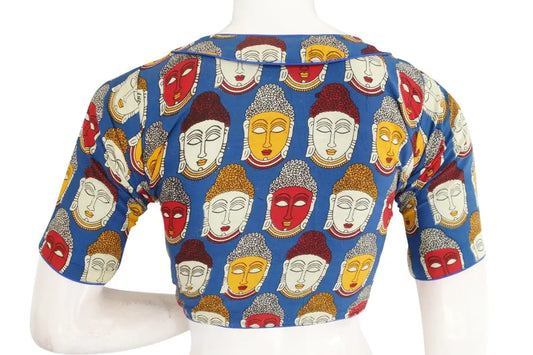 Fashionable Kalamkari Designer Cotton Saree Blouse, Ready-to-Wear - D3blouses