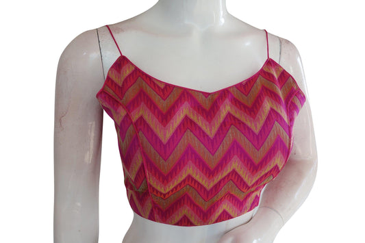 Fashionable Multi Ikkat Silk Designer Blouse - Spaghetti Strap Trend - D3blouses