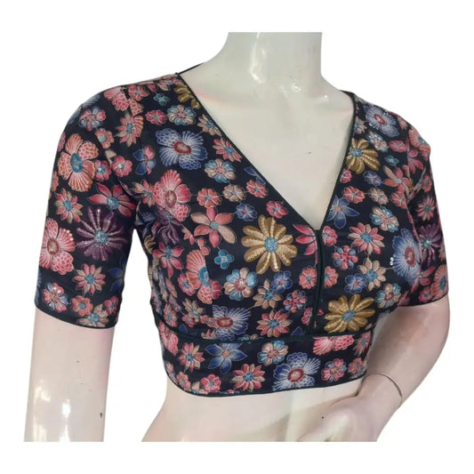 Forest Green Organza Sequin Party Blouse | Designer Choli | Unique Festive Top - D3blouses