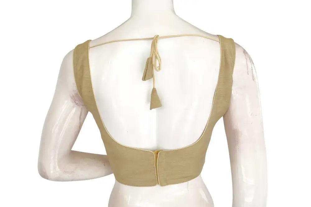 Golden Chic Plain Silk Designer Readymade Blouse - D3blouses