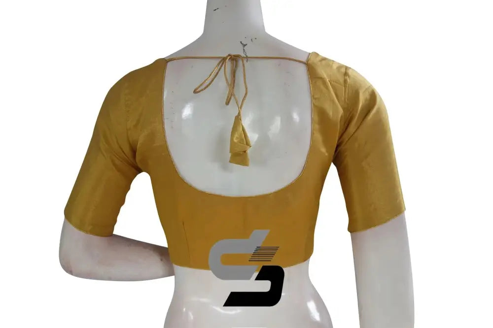 Golden Glow, Plain Tissue Readymade Blouse Set with Matching Mask - D3blouses
