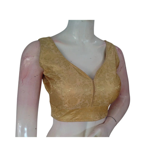 Golden Radiance Banaras Silk Ready made Saree Blouse: A Touch of Royalty - D3blouses