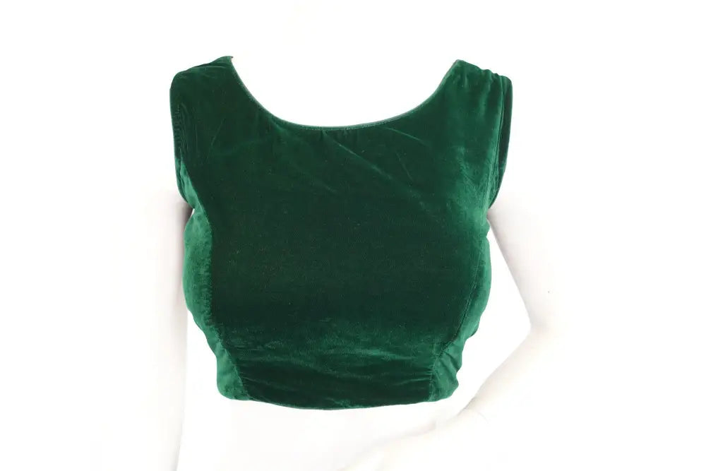 Green Color Velvet Readymade Blouse - D3blouses