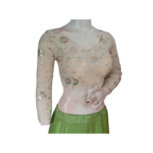 Khadi Minimalism: Sleek and Sustainable Designer Readymade Saree Blouse - D3blouses