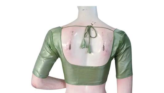 Light Pastel Green Plain Tissue Silk Readymade Blouse | Indian Ethnic Wear - D3blouses