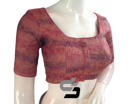 Maroon Color Multi silk Readymade Blouse, Indian Saree Blouse - D3blouses