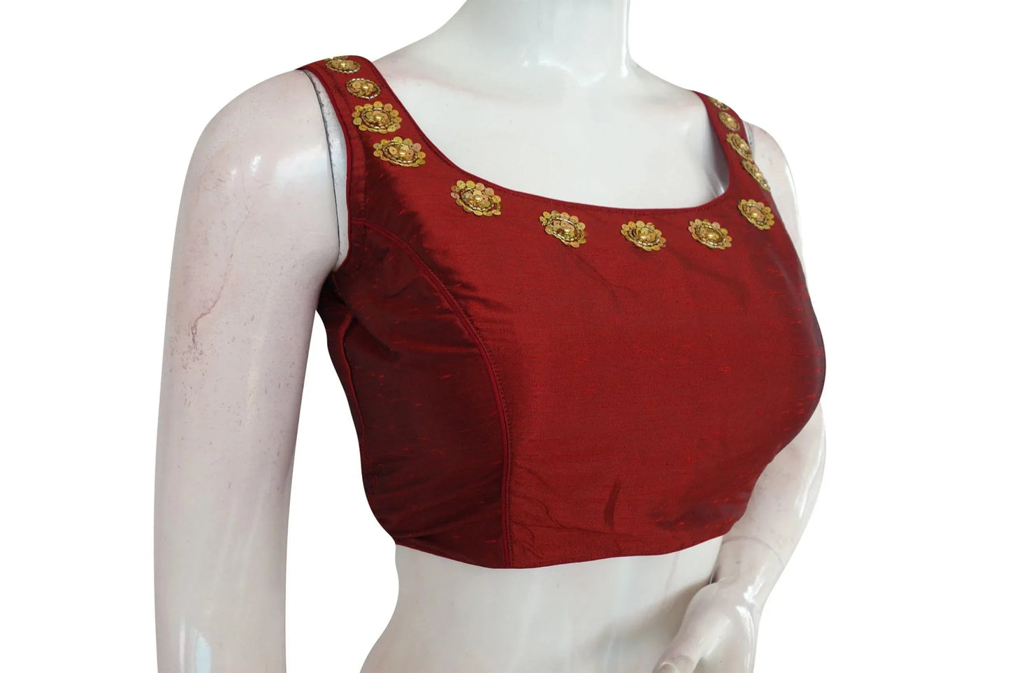 Maroon Color Sequin Embroidery Readymade Saree Blouse - D3blouses
