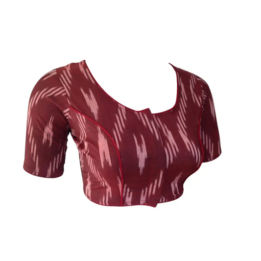 Maroon Majesty: Readymade Cotton Saree Blouse - D3blouses