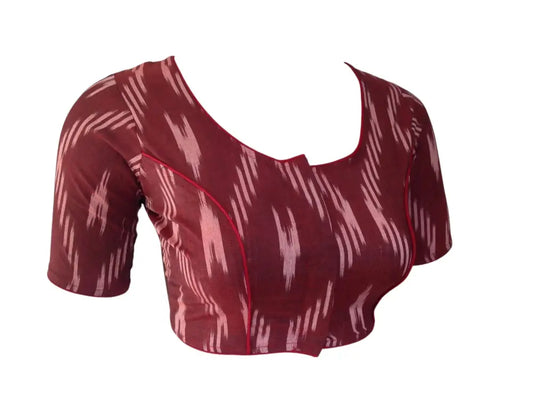 Maroon Majesty: Readymade Cotton Saree Blouse - D3blouses