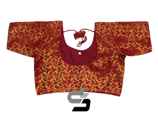 Maroon Plus Size Brocade Silk Saree Blouses, Ethnic Elegance - D3blouses