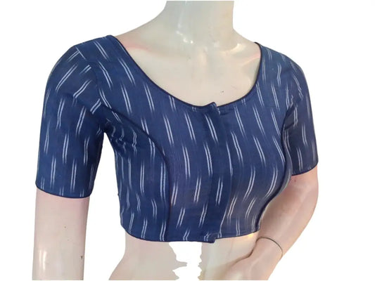 Midnight Blue: Trendy Readymade Cotton Saree Blouse - D3blouses