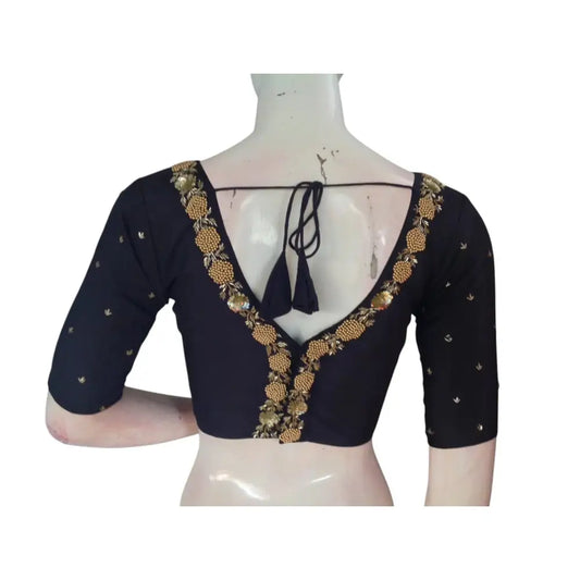 Midnight Magic: A Ready-to-Wear Handcrafted Designer Partywear Readymade Blouse - D3blouses