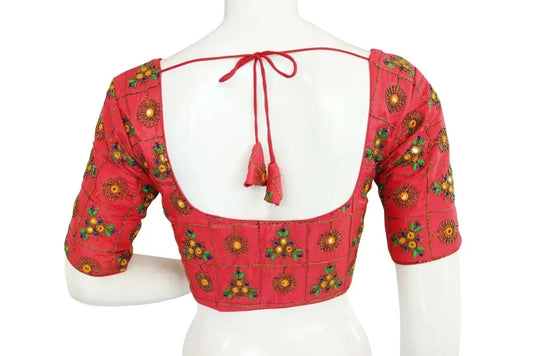 Multi Color Embroidery Foil Mirror Readymade saree blouse, Indian Designer Readymade blouse - D3blouses