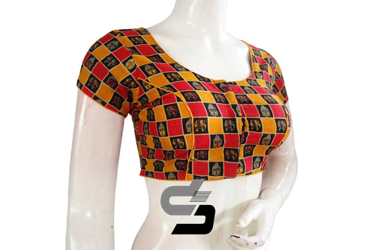 Mustard Color Patola Print Cotton Readymade Saree Blouse - D3blouses