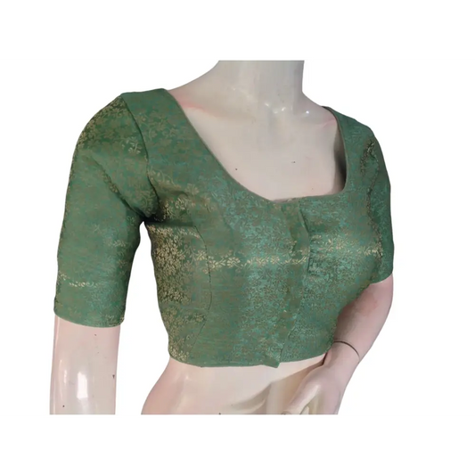 Pastel Paradise: Brocade Silk Readymade Saree Blouse - D3blouses