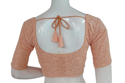 Peach Color Chikankari Embroidery Readymade saree blouse - D3blouses