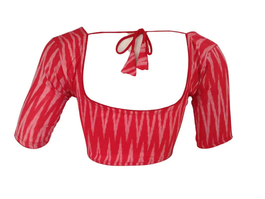 Peach Red : Readymade Cotton Saree Blouse - D3blouses