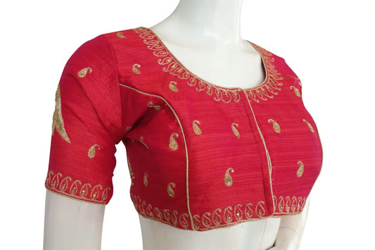 Pink Color Designer Embroidered Indian Saree Readymade Blouses - D3blouses