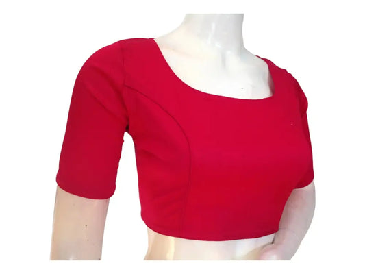 Pink Perfection, Boat Neck Plain Silk Saree Ready made Blouse - D3blouses