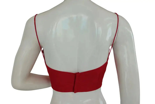 Pink Petal, Plain Sleeveless Readymade Saree Blouse with Spaghetti Strap - D3blouses