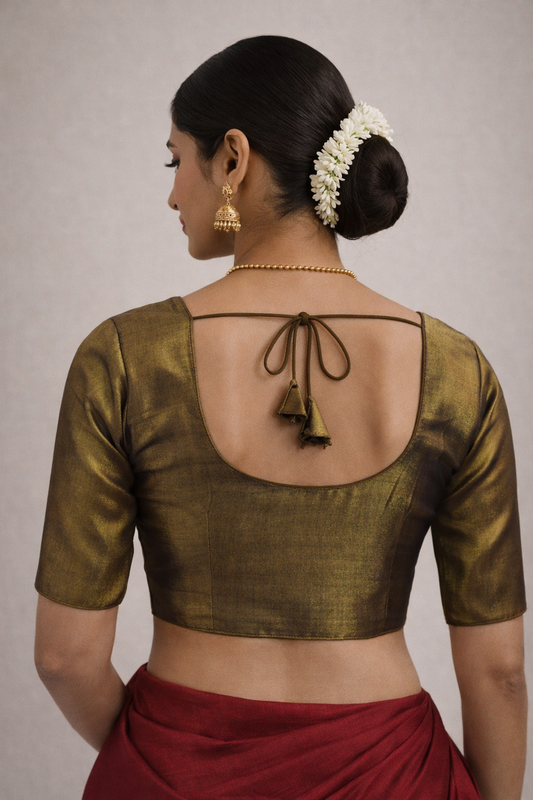 Plain Tissue Silk Saree Readymade Blouse | Multiple Colors | Wedding & Festive Wear - Readymade Blouse