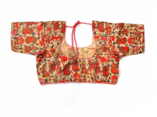 Plus Size Printed Tussar Silk Readymade Blouses/Indian Saree Blouse/42 Size /44 Size/ 46 Size - D3blouses