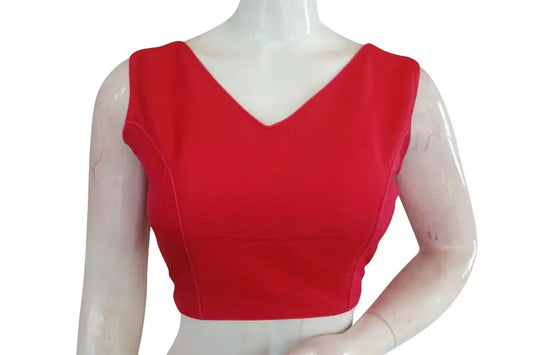 Pretty in Pink, Plain V Neck Readymade Blouse From D3 Blouses - D3blouses