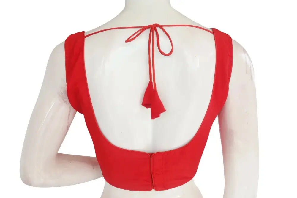 Red Color Plain Silk Designer Readymade Blouse - D3blouses