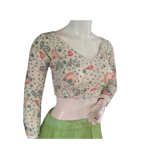 Regal Radiance: Designer Khadi Cotton Ready made Saree Blouses - D3blouses