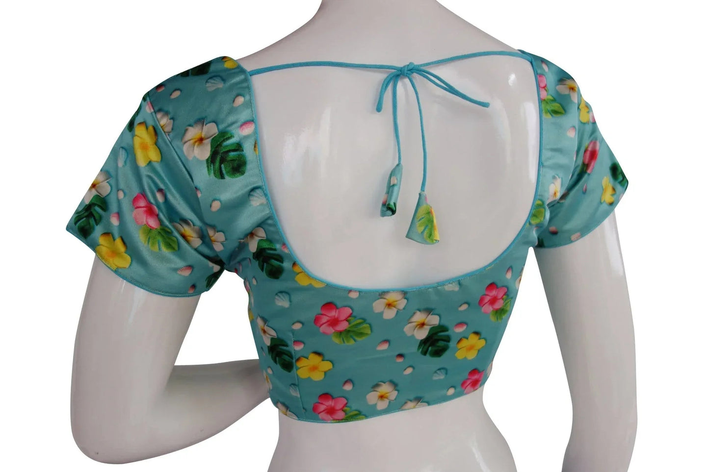 Satin Silk Floral Prints Readymade saree blouse, Indian Silk saree Readymade blouse, Crop top - D3blouses