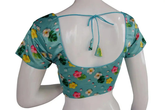 Satin Silk Floral Prints Readymade saree blouse, Indian Silk saree Readymade blouse, Crop top - D3blouses