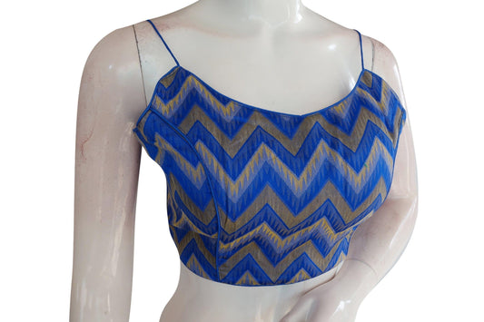 Sleek Multi Ikkat Silk Designer Blouse - Spaghetti Strap Beauty - D3blouses