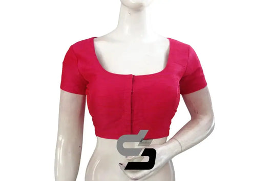 Timeless Elegance, Pink Color Short Sleeve Plain Semi Silk Readymade Saree Blouse - D3blouses