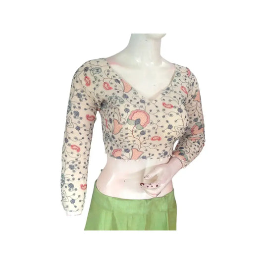 Timeless Khadi: Classic Elegance, Designer Partywear Readymade Saree Blouse - D3blouses