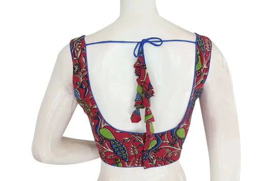 Trendy Kalamkari Readymade Blouse, Indian Designer Cotton Elegance with Tassels - D3blouses